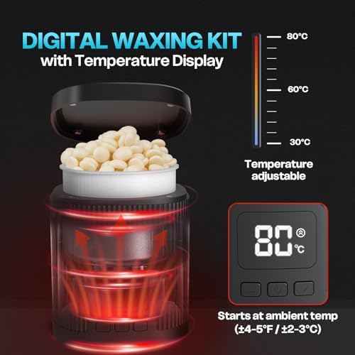Nose Wax Kit for Eyebrow and Ear Hair | 100gWax, 50 Face Waxing Sticks | USB-C(5V/2A) Wax Warmer | Hair Removal Kit for Men & Women | 15 Pre/Post Wipes, Ear and Mustache Guards & Earplug