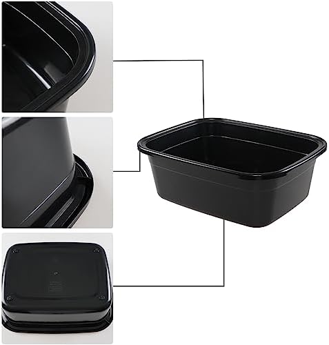 2-Pack 18 Quart Plastic Wash Basin Tub, Rectangular Dishpan, Black