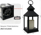 2 Pack 10.2” Candle Lanterns Decorative Indoor Hanging Lanterns with Warm Flickering LED Candle 6 Hours Timer,Black Battery Powered Candle Lantern Table Centerpiece Mantle Shelf Home Decor