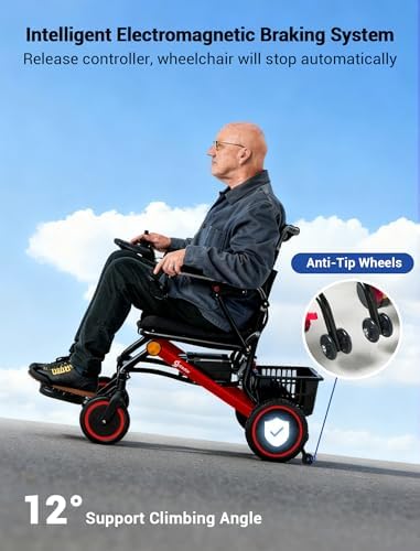 Aotedor Electric Wheelchair for Adults, 500W Motor All-Terrain Foldable Power Motorized Wheelchairs, Airline Approved Portable Travel Wheelchair with 15 Miles Long Range Lithium Battery