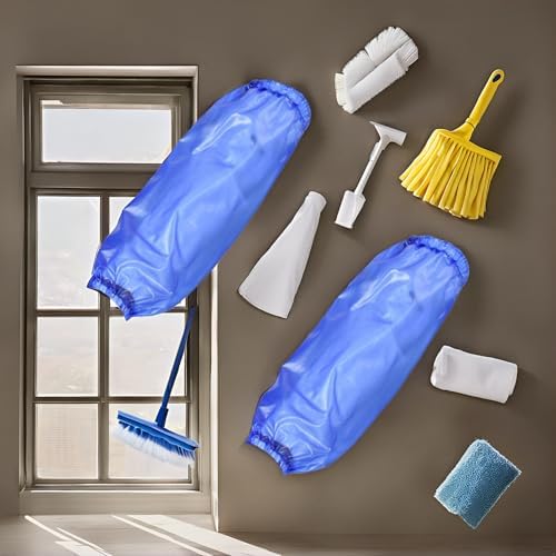 1 Pair Blue Waterproof Oversleeves for arms, Oilproof Arm Sleeves Covers, Oversleeves Protector for Cooking, PVC Butcher Sleeve for Dish Washing, Gardening, Cleaning Fish, Arm Protection
