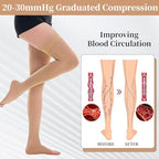 20-30mmHg Thigh High Compression Stockings, Silicone Dot Band Anti-Slip Compression Socks for Women & Men, Medical Compression Socks for Nurses,Pregnant,Varicose Veins, Sports Recovery