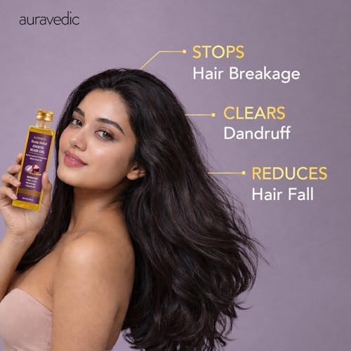Auravedic Onion Hair Oil for Scalp Care & Stronger Hair | Lightweight Hair Oil with Fenugreek, Black Seed & Curry Leaves | Helps Reduce Breakage & Support Healthy Looking Hair | 3.38 Fl Oz (100ml)