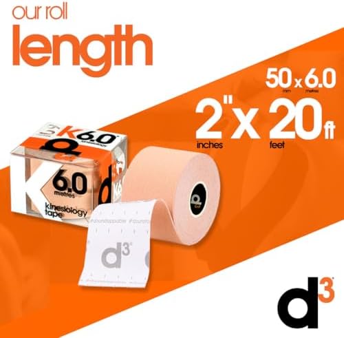 K6.0 Kinesiology Tape - 2in x 20ft White (6 Rolls) Latex-Free Hypoallergenic Joint Muscle Sports Medical Injury Support