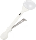 Rongon 5X Handheld Magnifying Glass Tweezers Portable Magnifying Lighted Magnifier with 2 LED Lights and Precision Tweezers Loupe for Inspection Hobbyists Jewelry Ingrown Hair Removal