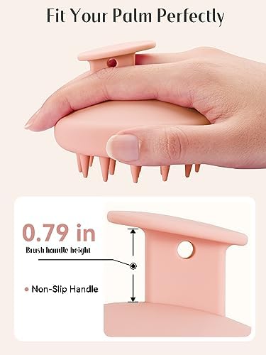 HEETA Scalp Massager Hair Growth, Scalp Scrubber with Soft Bristles, Integrated Silicone Design, Exfoliator for Dandruff Removal & Relaxation, Shampoo Brush Fit Wet Dry Hair Use, Light Pink