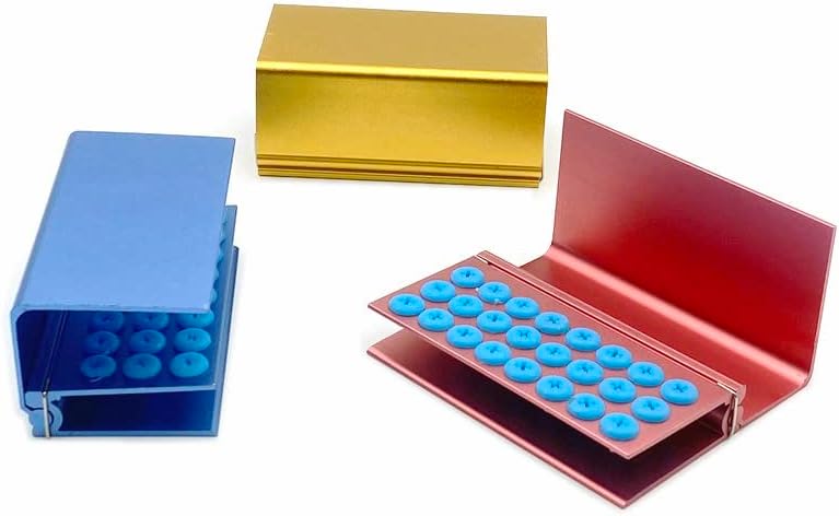 3Pcs 24 Holes Dental Burs Holder Block Case for CA/RA＆FG Dental Autoclavable Burs Holder with Silicon Cover