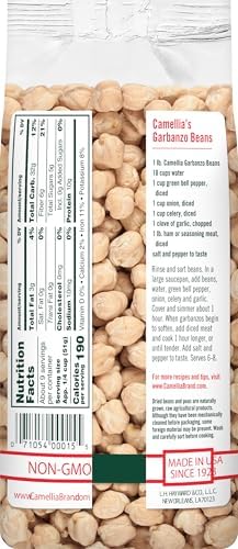 Camellia Brand Dried Garbanzo Beans (Chickpeas) – Premium Non-GMO Chickpeas for Hummus, Salads, Soups, Curries, and Roasted Snacks – Gluten-Free, High Protein, Vegan & Vegetarian Diets, 1 Pound (Pack of 2)