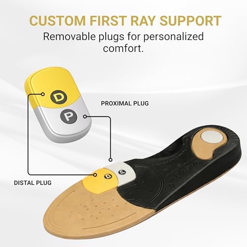 Vasyli Dananberg 1st Ray Orthotic Insole, Full-Length Shoe Insert for Men & Women, Removable Forefoot Plugs, Heat Moldable, Tri-Planar Motion Control, Large Size