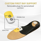 Vasyli Dananberg 1st Ray Orthotic Insole, Full-Length Shoe Insert for Men & Women, Removable Forefoot Plugs, Heat Moldable, Tri-Planar Motion Control, Medium Size