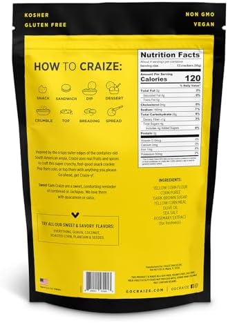 Craize Sweet Corn Crisps | Gluten Free, Vegan, Kosher, Toasted Corn Crackers | 4 pack, 4 oz each