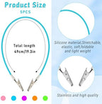 5Pcs Bib Holder Dental Napkin Clip, Neck Chains With Metal Clips for Dental Clinic, Silicone Colorful Dentist Napkin Holder With Lanyard (Bright Color Series)