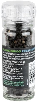 Frontier Organic Tellicherry Black Peppercorns with Grinder, 1.76 oz