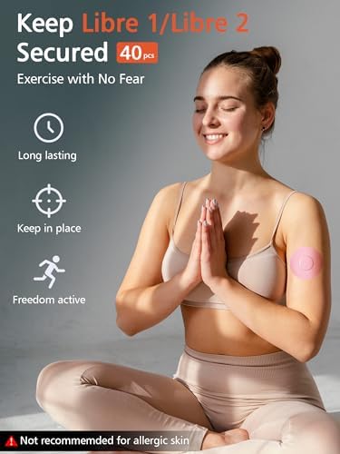 40 Pack Libre 2 Sensor Covers, Waterproof Skin-Friendly Freestyle Libre 2 Glucose Sensor Cover Long Lasting for 10-14 Days, No Glue in The Center by SUNMON (Pink)