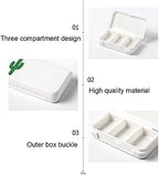 Daily Pill Box Case Waterproof Medicine Organizer Vitamin Holder Mini Pill Medicine Container for Travel Use -3 Compartments-Cactus