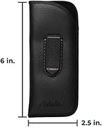 Calabria 2 Pack Soft Slip-In Eyeglass Case Pocket Clip PU Leather Black/Brown Men Women Glasses Pouch Holder Sunglasses Bag