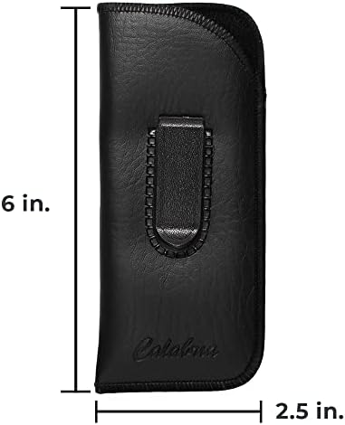 Calabria 2 Pack Soft Slip-In Eyeglass Case Pocket Clip PU Leather Black/Brown Men Women Glasses Pouch Holder Sunglasses Bag