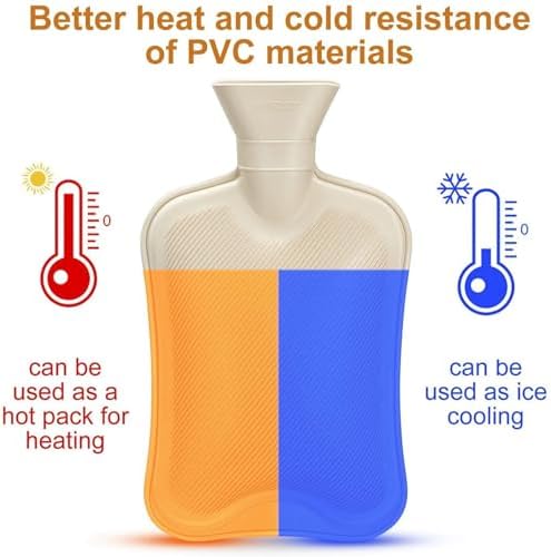 Hot Water Bottle with Cover, 1.8L Leakproof Classic Rubber BPA Free Hot Water Bag for Hot & Cold Compress,Hot Water Bottles for Neck and Shoulder Pain Relief,Hand & Feet Warmer,Menstrual Cramps