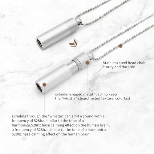 528 Hz Meditation Necklace Breathing Frequency Sound Healing Device by Adjusting The Breathing for Anxiety & Stress Relief Mindfulness (Silver)