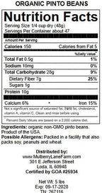 Pinto Beans, 5 Pounds Dried, USDA Certified Organic, Non-GMO Bulk, Product of USA, Mulberry Lane Farms