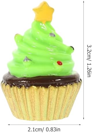 ABOOFAN 10pcs Artificial Cupcake Decors Christmas Tree Fake Cupcakes Holiday Cake Models Realistic Fake Desserts Pastries Food for Xmas Display Decor Crafts Photography Prop