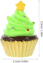 ABOOFAN 10pcs Artificial Cupcake Decors Christmas Tree Fake Cupcakes Holiday Cake Models Realistic Fake Desserts Pastries Food for Xmas Display Decor Crafts Photography Prop