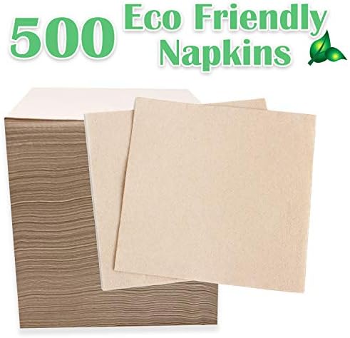 Recycled Post Consumer Napkins, Compostable Eco Lunch Biodegradable Napkins (13 x 13 Inches, 500, Count)