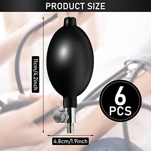 6 Pieces Pressure Bulb Replacement Inflation Bulb Pump Adjustable Hand Squeeze Pump Manual Sphygmomanometer with Air Release Valve, Black
