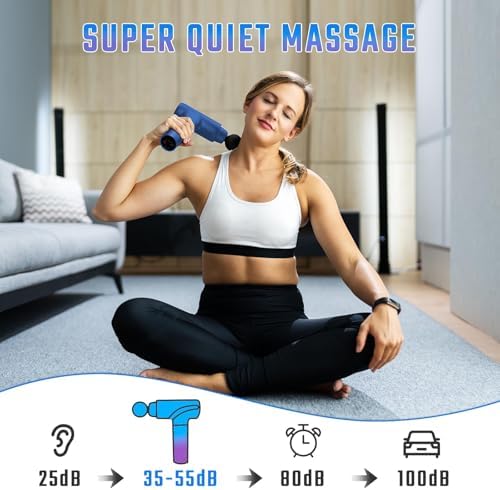 cotsoco Massage Gun Deep Tissue, Muscle Massage Gun with 9 Attachment Heads 20 Speeds & Silent Brushless Motor for Pain Relief, Handheld Percussion Back Massager Gun for Athletes