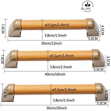 Bathroom Safety Grab Bar/Towel Grab Rail, Wooden Handle for The Disabled, Elderly, Handicap, Pregnant Women, Children, with Hidden Screws (12/16/20inch)