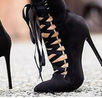 Women's Lace Up Heel Boots High Heel Booties Wedding Dress Shoes Pointed Toe with Stiletto Heel Boots for Women Women's High Boots