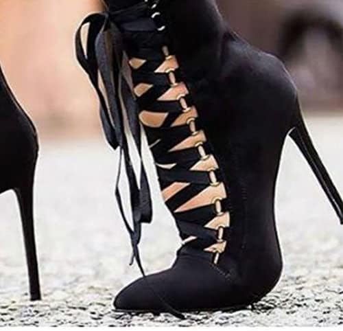 Women's Lace Up Heel Boots High Heel Booties Wedding Dress Shoes Pointed Toe with Stiletto Heel Boots for Women Women's High Boots