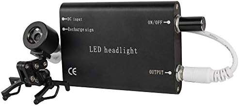 Fencia Dental Headlight, Portable LED Headlamp Surgical Medical Head Light Lamp, High Brightness Dentist Light with Rechargeable Battery Universal Clamp for Loupes Glasses (Black)