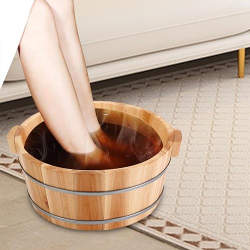 Wood Footbath Basin Basin Tub Comfortable Home Office Use Footbathing Wooden Massage Foot Soaking Bath Basin Foot Soaking Tub, 16x36cm A