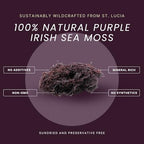 Raw Wildcrafted Purple Sea Moss 4oz, St. Lucia Shade-Dried Seamoss, Natural Ocean Harvested Whole Purple Moss