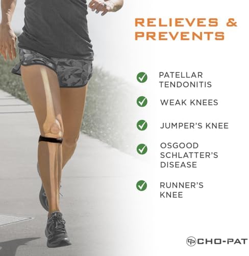 Cho-Pat Original Knee Strap, Patella Support for Runner’s Knee, Jumper’s Knee, Osgood Schlatter’s, and Chondromalacia, Black, Small