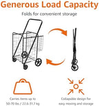 Amazon Basics Foldable Collapsible Shopping Utility Cart with 360-Degree Wheels, Multi-Functional for Sports, Easy Assembly, X-Large, Black