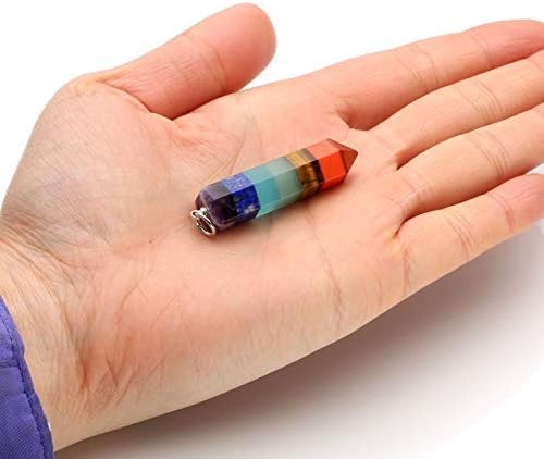 2pcs 7 Chakra Necklace Energy Healing Crystal Yoga Necklace for Women Dowsing Divination Pendulum Gemstone Pendant