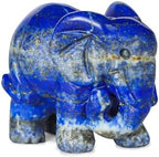 SMQ Lapis Lazuli Crystal Elephant Statue - 2'' Blue Healing Stone Figurine for Desk Decor,Office Decor for Women,Elephant Gifts,Spiritual Animal Carvings Home Ornament