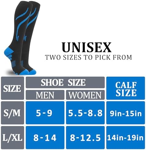 fenglaoda 3 Pairs Compression Socks for Women & Men Knee High Nurse Pregnant Cute Medical Running Travel Athletic