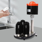 Heavy-Duty Commercial Glass Washer, 5-Brush 240RPM Electric Wine Glass Cleaning Machine for Bars, Restaurants, Cafes - Professional Cup Washer for Beer Mugs, Red Wine Glasses, Champagne Flutes