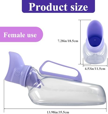 Female Urinal 40oz, Leak-Proof Urine Bottle with Handle for Bedside & Nighttime Use | Portable Pee Bottle for Car Travel, Hospital Recovery, Elderly Senior Care, Women Urination Device