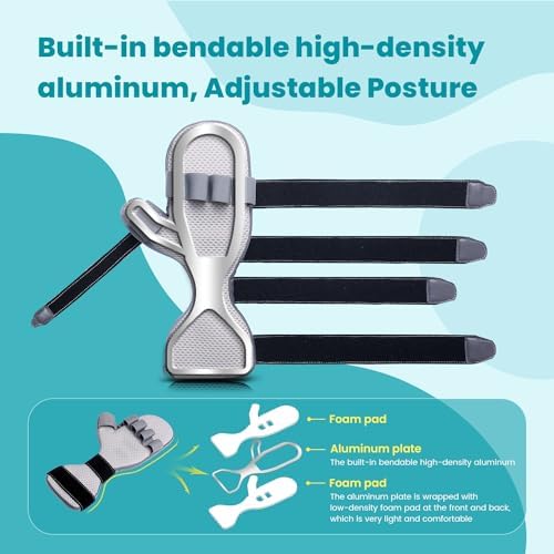 DrFinger Stroke Hand Brace Splint for Straightening Fingers with 5 Fingers Resting Support,Prevent Fingers Curling, Dupuytren's Contractures, Hand Spasms, Fit Right & Left, Men & Women - M