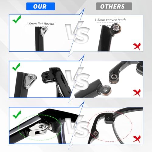 1Pair Glasses Arm Replacement, Universal Glasses Repair Kit with Screws, Eyeglasses Arms Legs Replacement Accessories with Screws Washers Screwdrivers Nose Pads(Black)