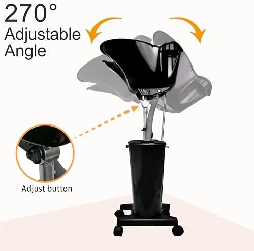 Portable Shampoo Bowl with Electric Pump, Rechargable Shampoo Basin with Sprayer and Water Tanks, Mobile Hair Washing Sink, Adjustable Portable Salon Sink for Home Salon Use (Rechargeable)