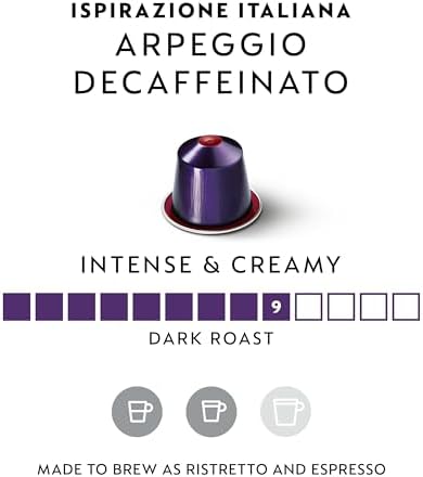 Nespresso Capsules Original Line, Arpeggio Decaffeinato, Dark Roast Coffee, 50-Count Coffee Pods