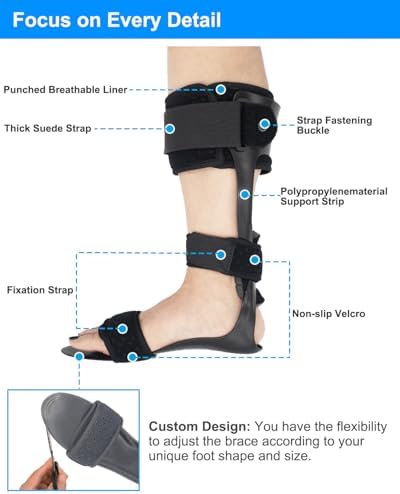 AFO Drop Foot Brace Medical Ankle Foot Orthosis Support Foot Drop Postural Correction Brace (Large, Left)