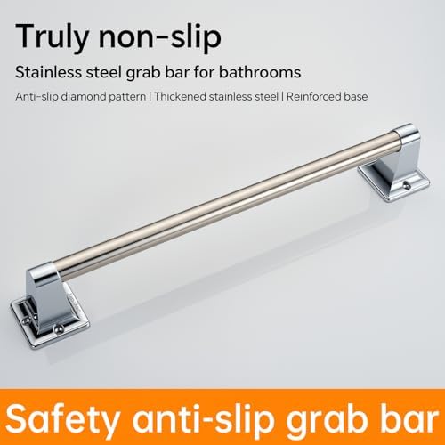 Joyrain Stainless Steel Bathroom Grab Bar for Elderly - Safety Rail & Towel Rack Dual Function, 9/16/24 Inch Anti-Slip Handle for Shower/Toilet/Tub (Chrome, 16 inch)