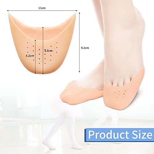Silicone Toe Pouches 4 PCS-Silicone Gel Pads Toe Protectors Shoe Cap Protector Ballet Foot Protection with Breathable Hole for Ball of Foot Metatarsal Ballet Pointe Cap (2 Pairs Beige)