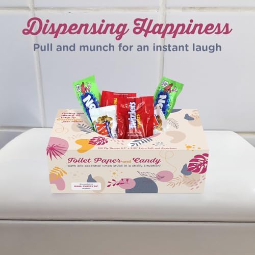 Tissue Box Filled With Candy Halloween Surprise Prank - Funny Toilet Prank for Men, Women, Coworkers - Novelty Present for Office, Birthdays, White Elephant, Christmas, Holidays & Parties